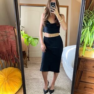 Wild Fable black halter top and midi skirt set